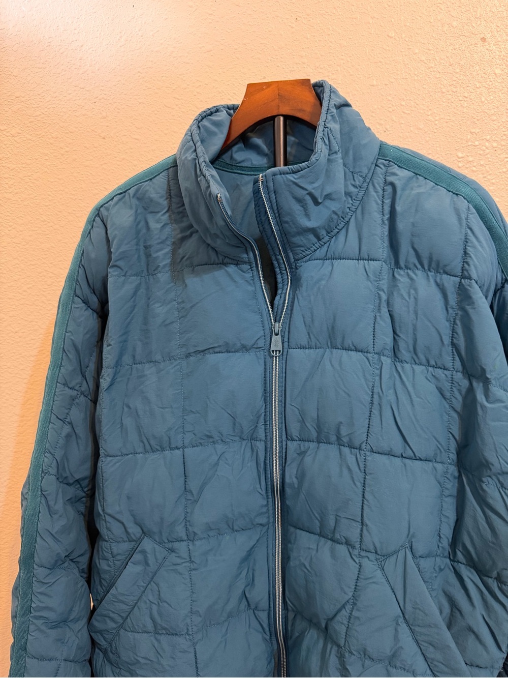 Free People Movement PippaPackable TealBlue Quilted PufferJacket oversized stain - Picture 5 of 16